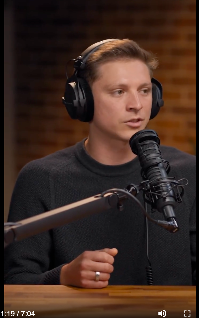 Andrew Ramirez sharing his testimony on a podcast