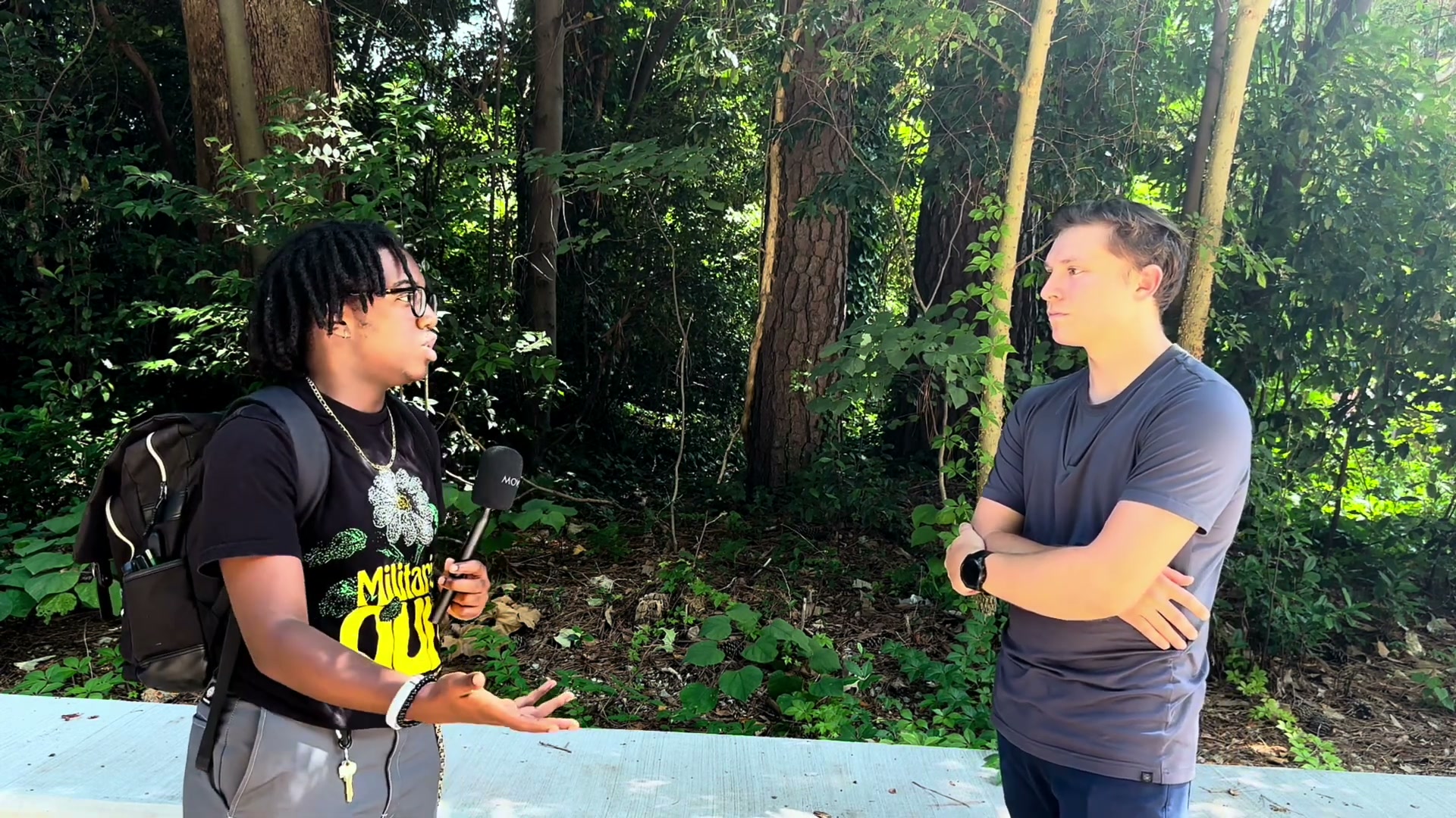 Listening during a conversation on campus