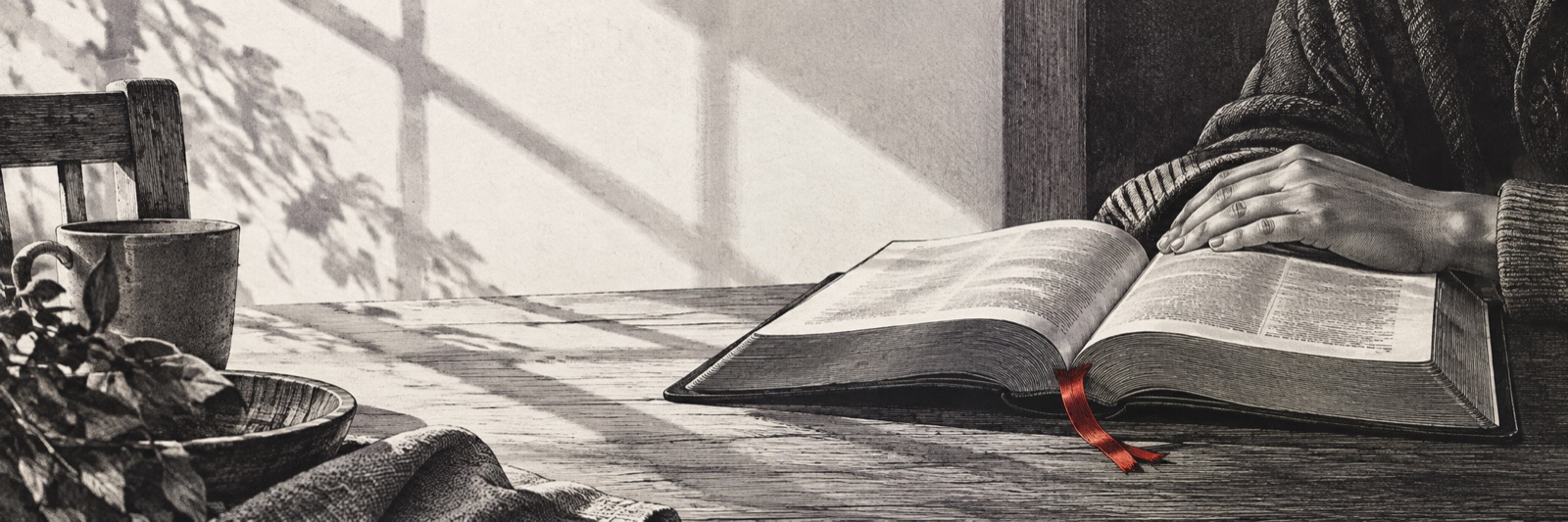 An open Bible in natural light